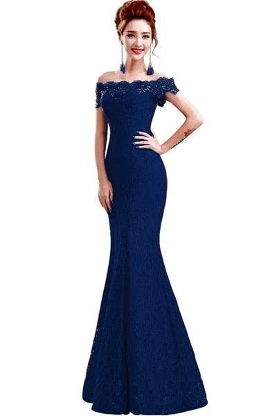 Off The Shoulder Sleeveless Long Party Dress