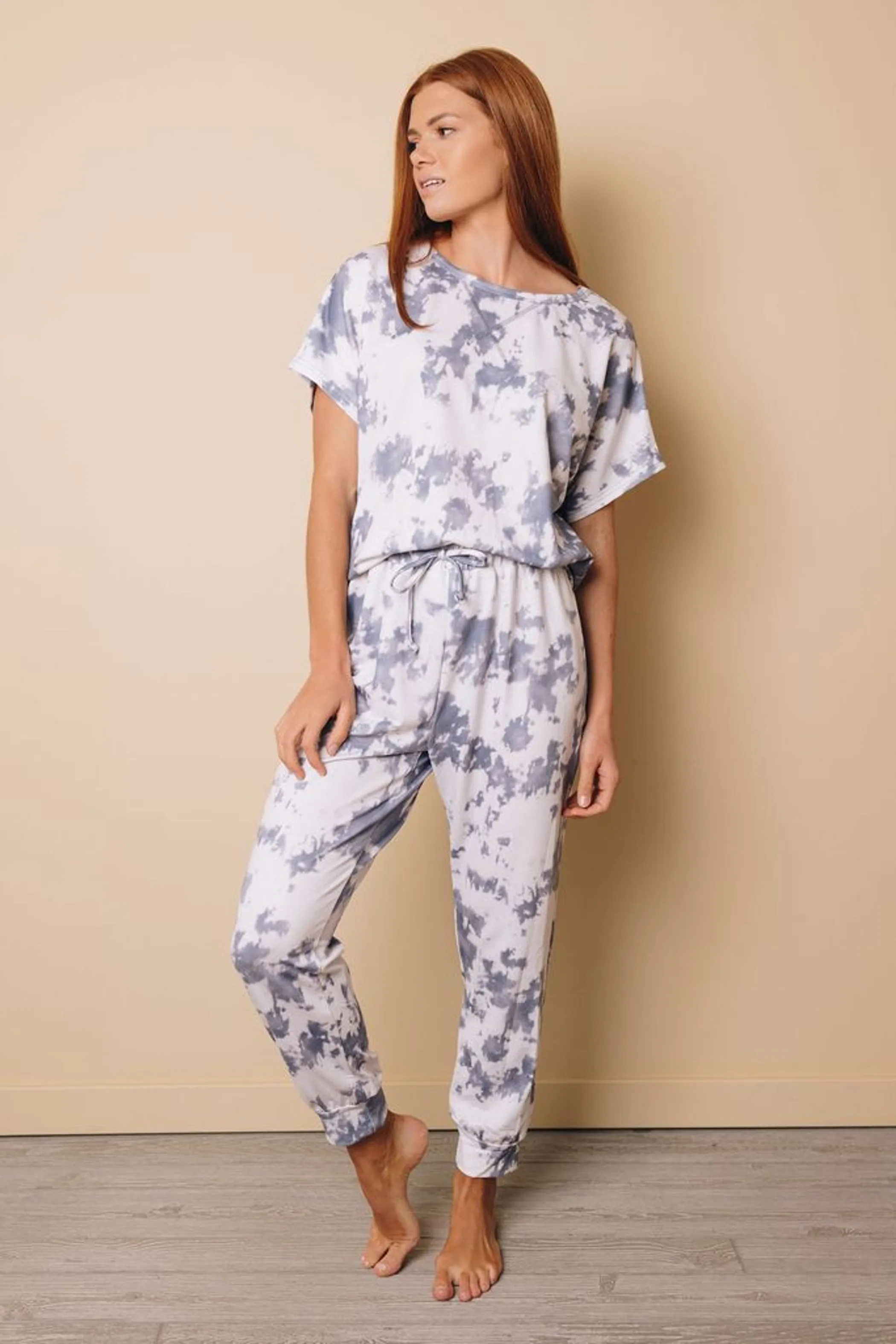 Sadie Tie-dyed Short Sleeve Top and Elastic Waist Pants Set