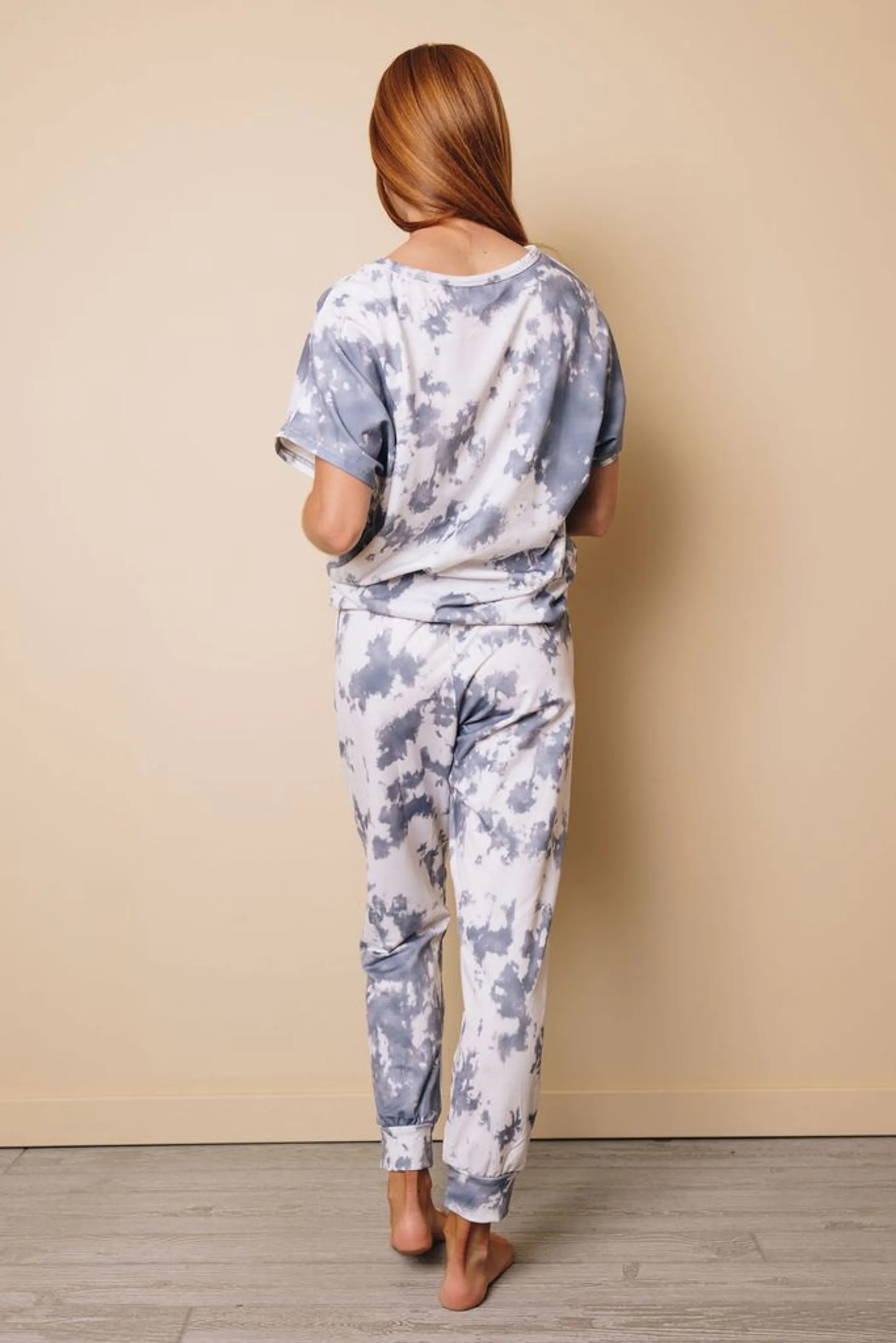 Sadie Tie-dyed Short Sleeve Top and Elastic Waist Pants Set