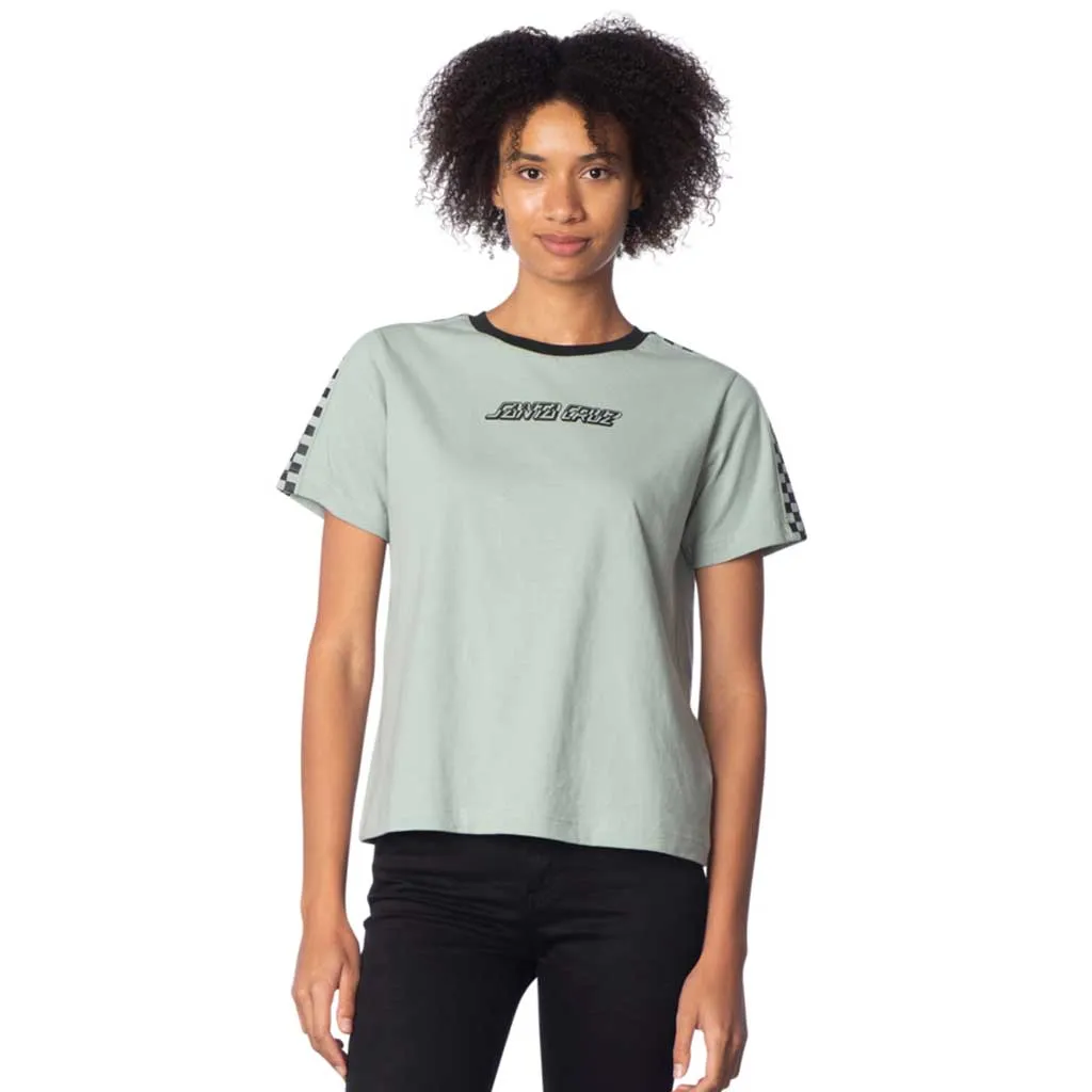 Santa Cruz Women's Intro Check Strip S/S Tee - Fog