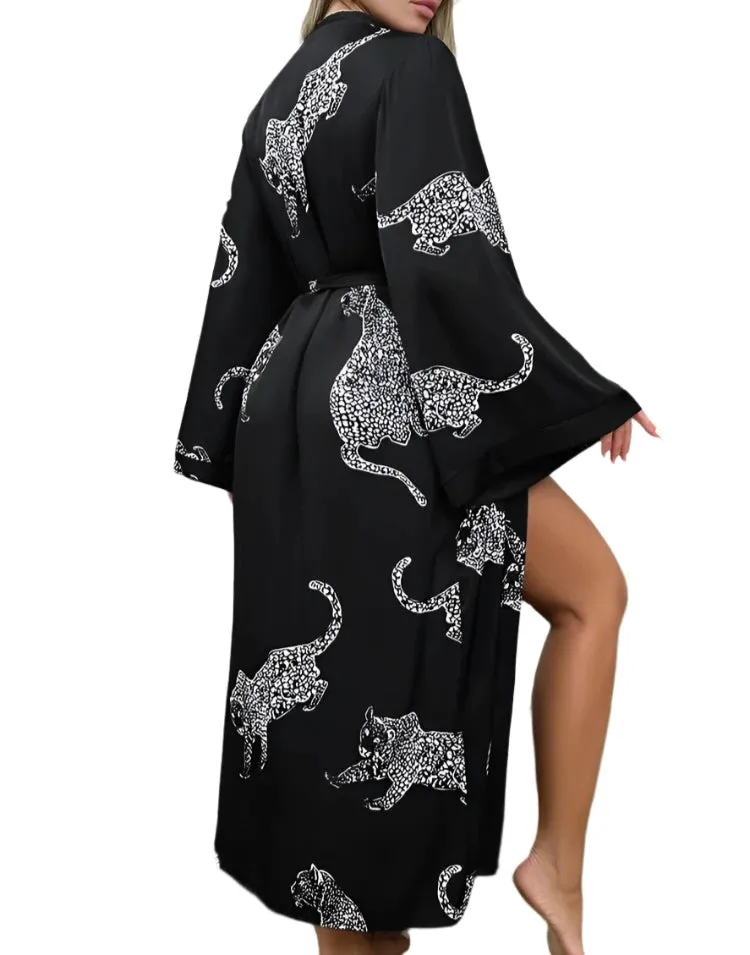 Satin Cheetah Print Robe