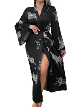 Satin Cheetah Print Robe