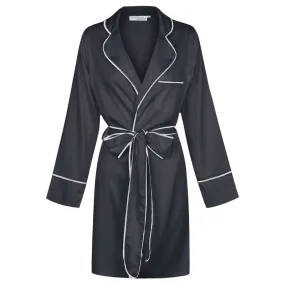 Satin Signature Personalised Robe - Black/White