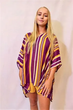 Sheer Stripe Oversized Kimono Top