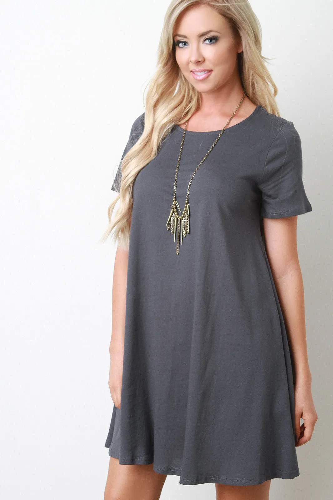 Short Sleeves Shift Tee Dress