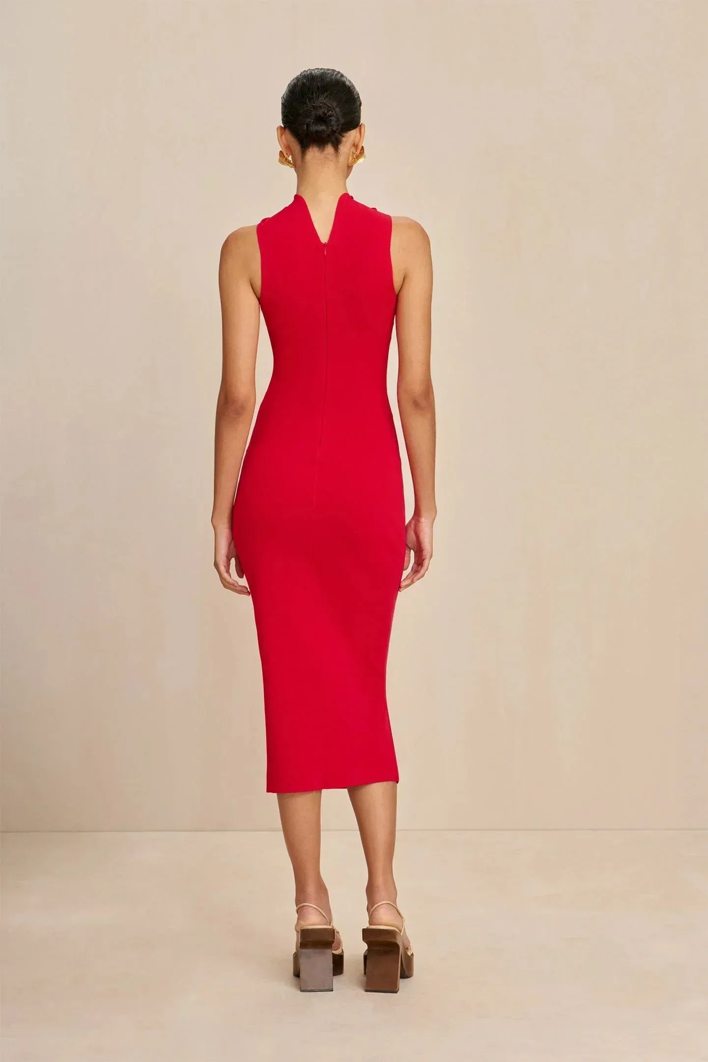 Sweetheart Neck Midi Dress with Chain Detailing