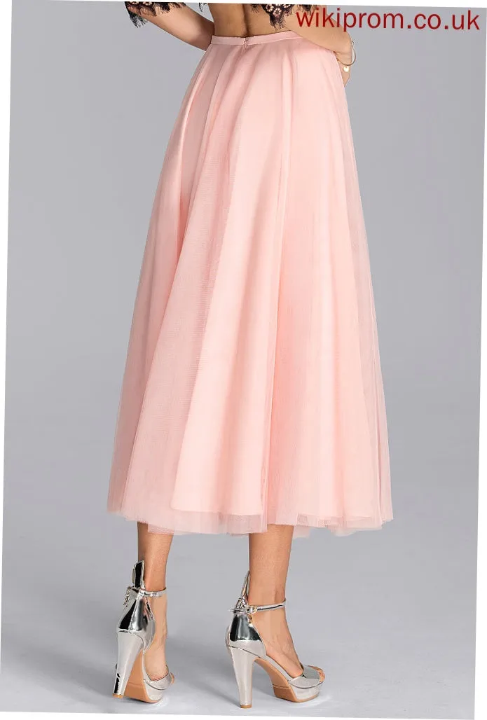 Tea-Length A-Line Nia Cocktail Dresses Tulle Cocktail Dress