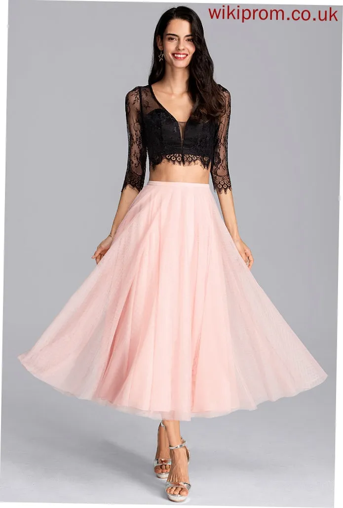 Tea-Length A-Line Nia Cocktail Dresses Tulle Cocktail Dress