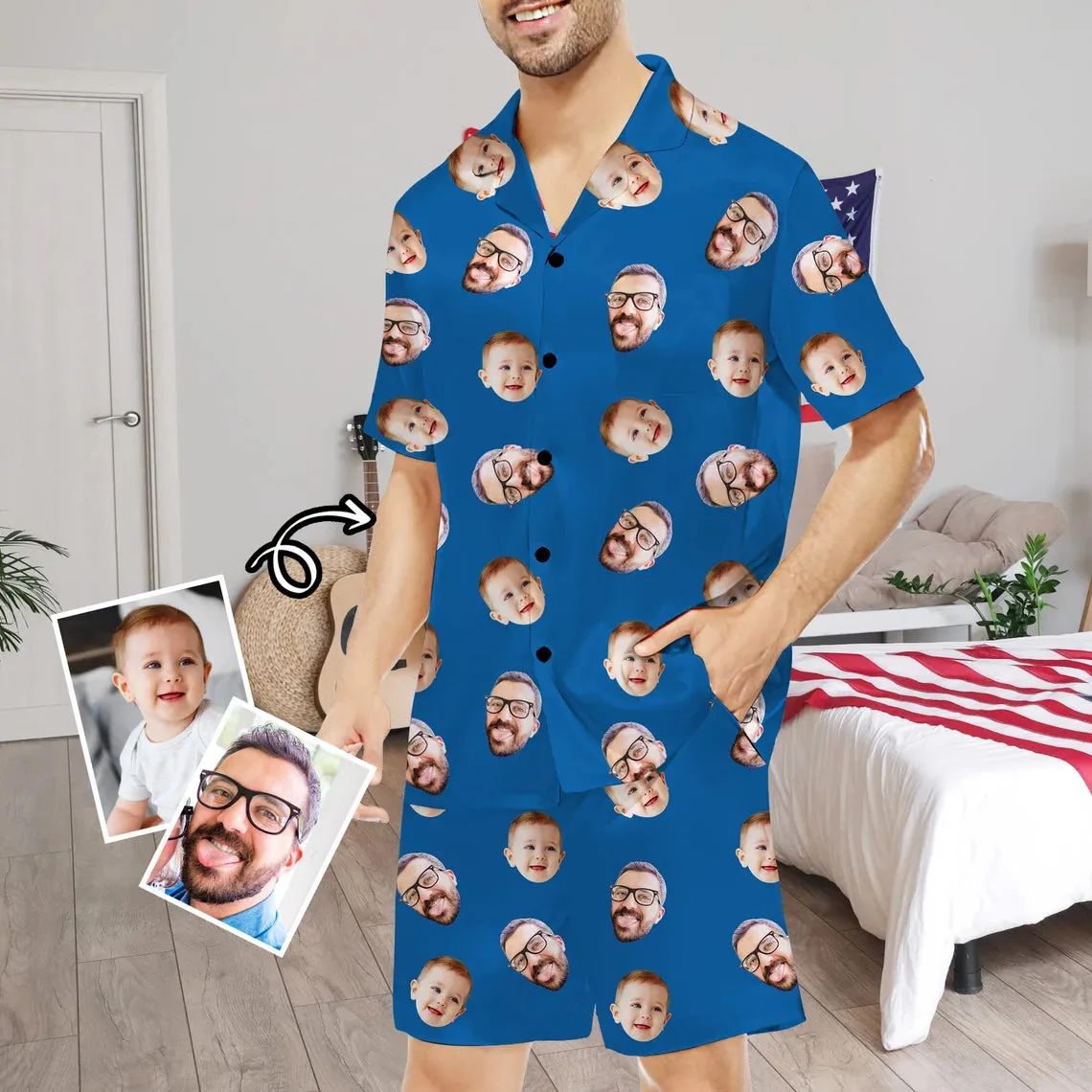 Unisex Custom Pajamas with Face Photo Unique Gifts Nightwear