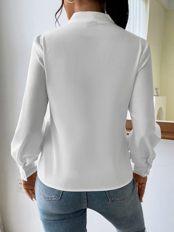 V Neck Pleated Blouse