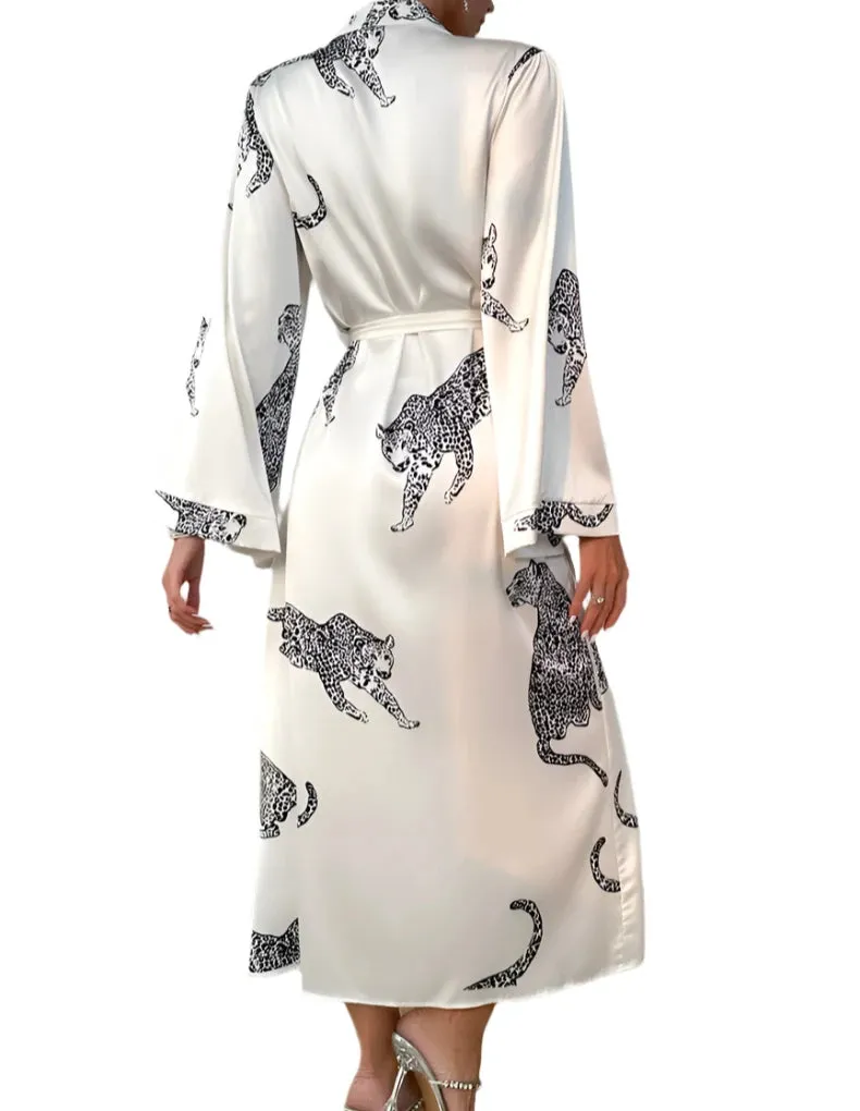 White Cheetah Print Robe