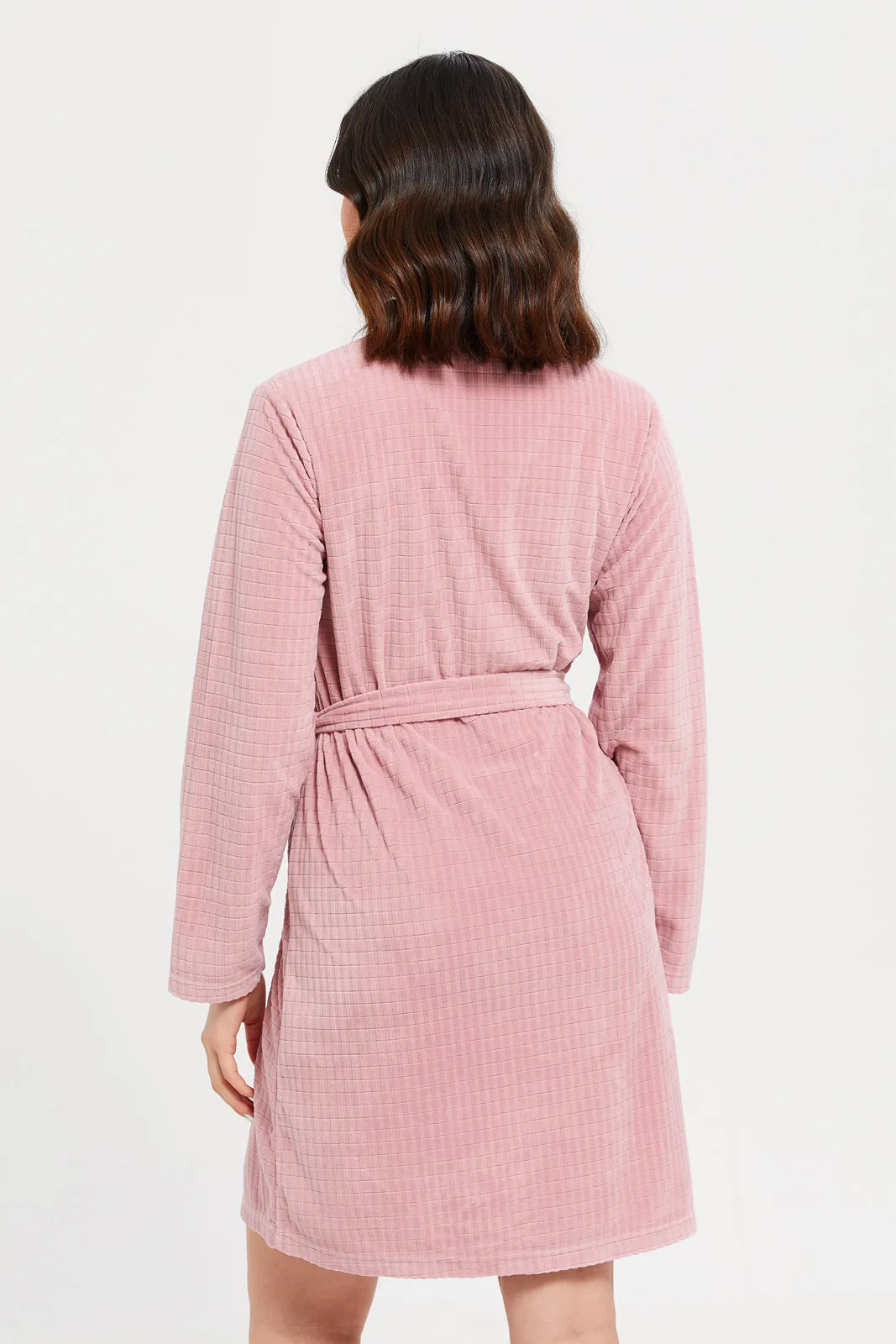 Women Pink Jacquard Robe