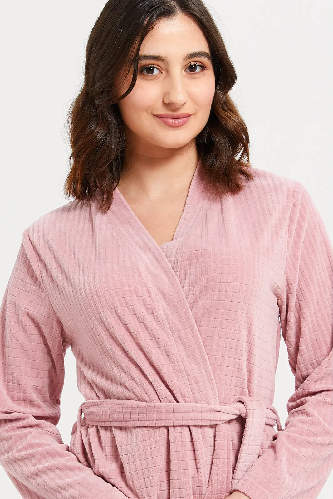 Women Pink Jacquard Robe