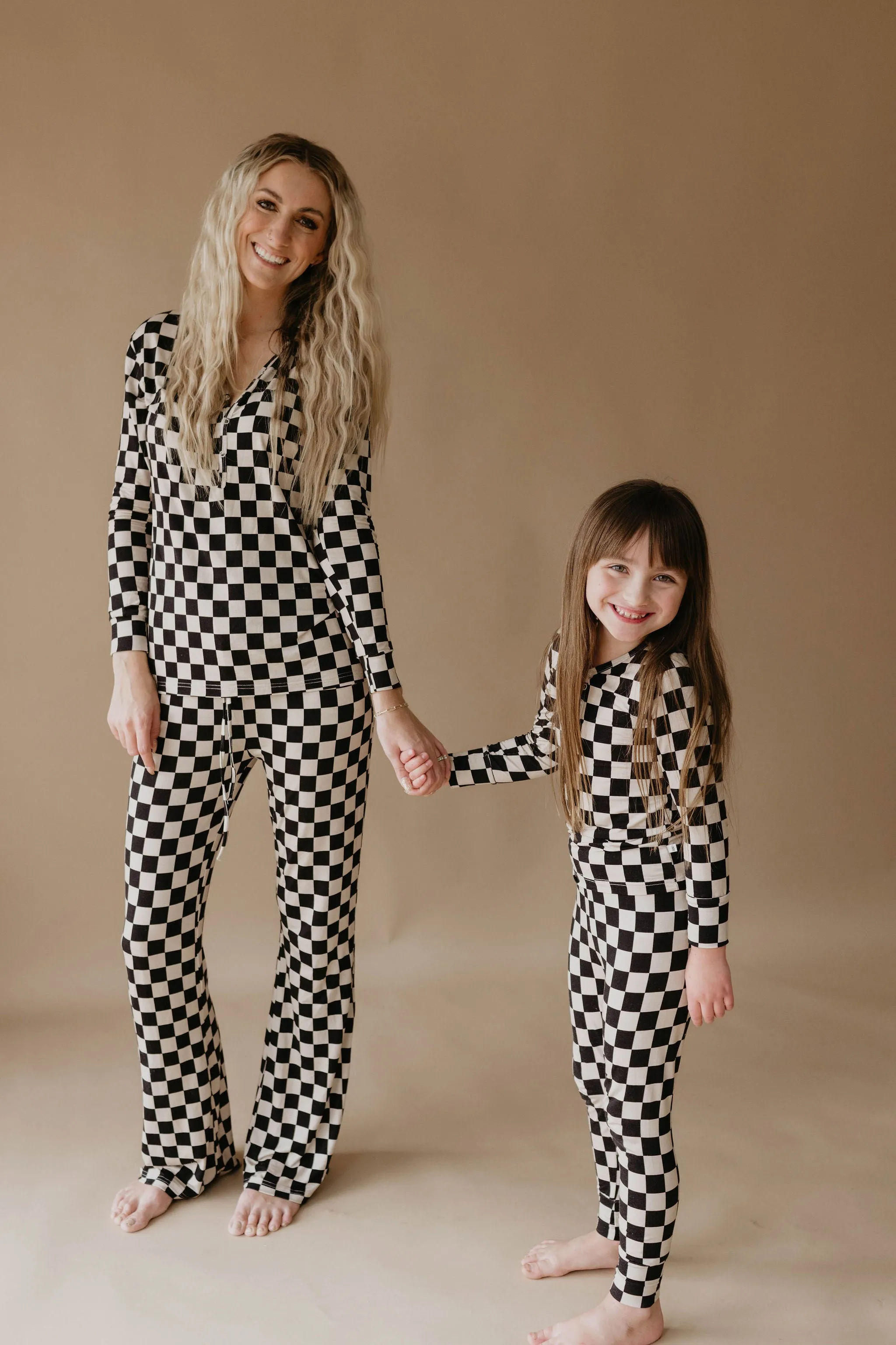 Women's Bamboo Pajamas | Black Checkered