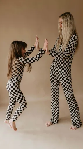 Women's Bamboo Pajamas | Black Checkered