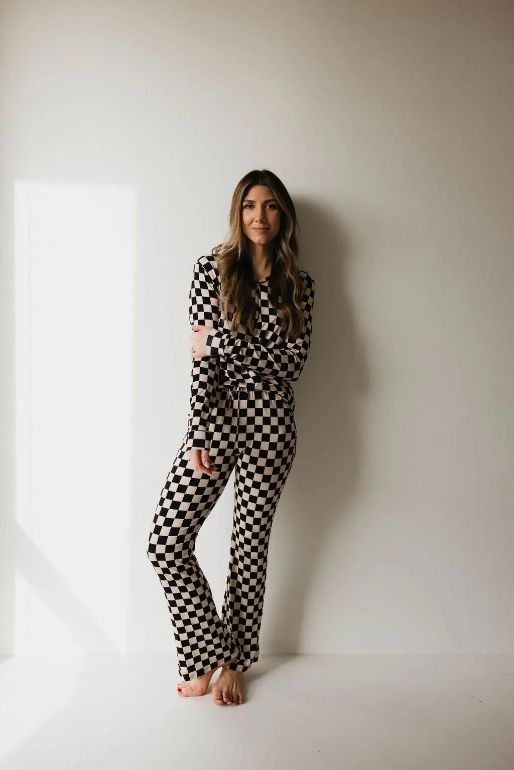 Women's Bamboo Pajamas | Black Checkered