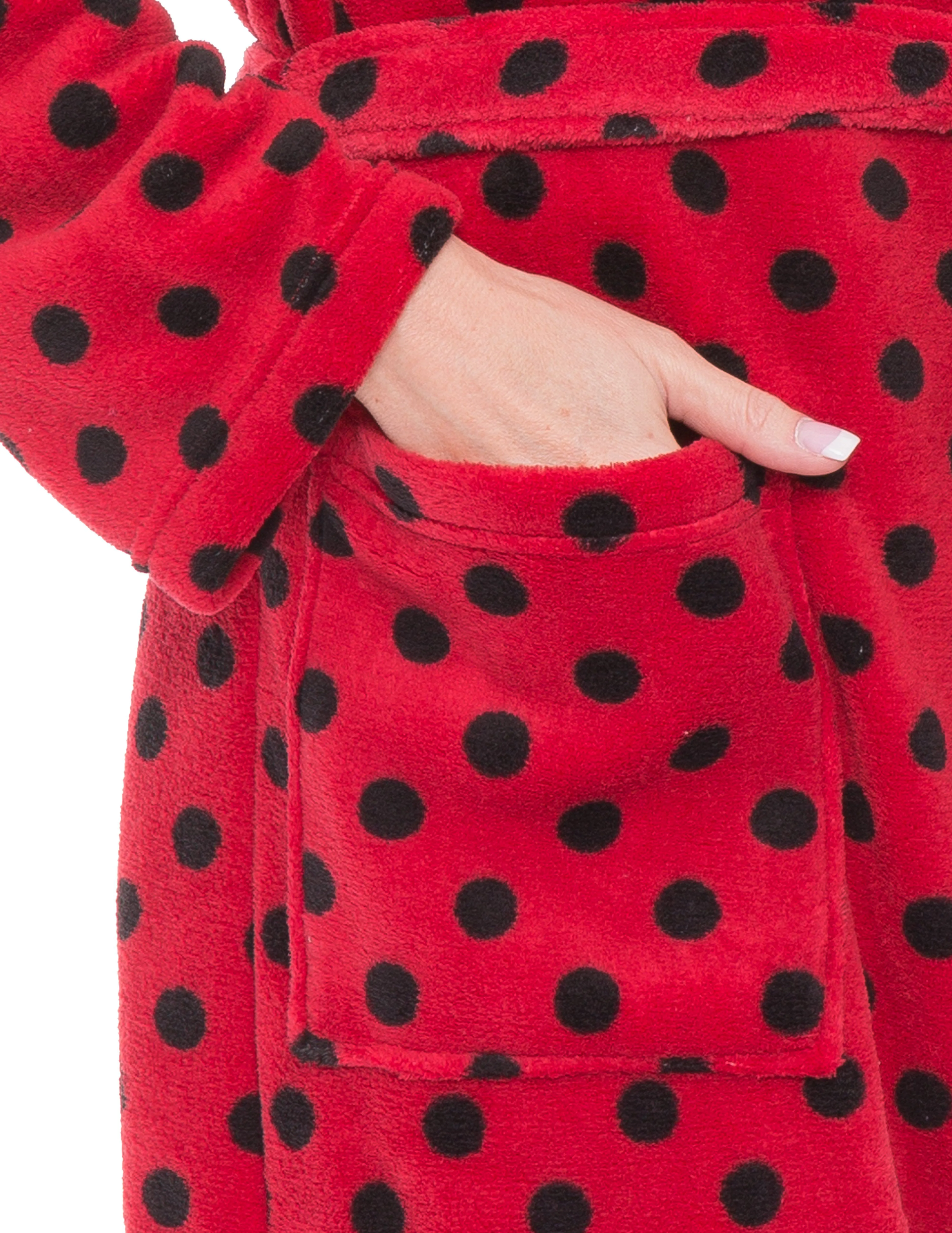 Women's Premium Coral Fleece Plush Spa/Bath Short Hooded Robe