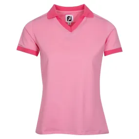 Womens Short Sleeve Open Collar Pink - AW24