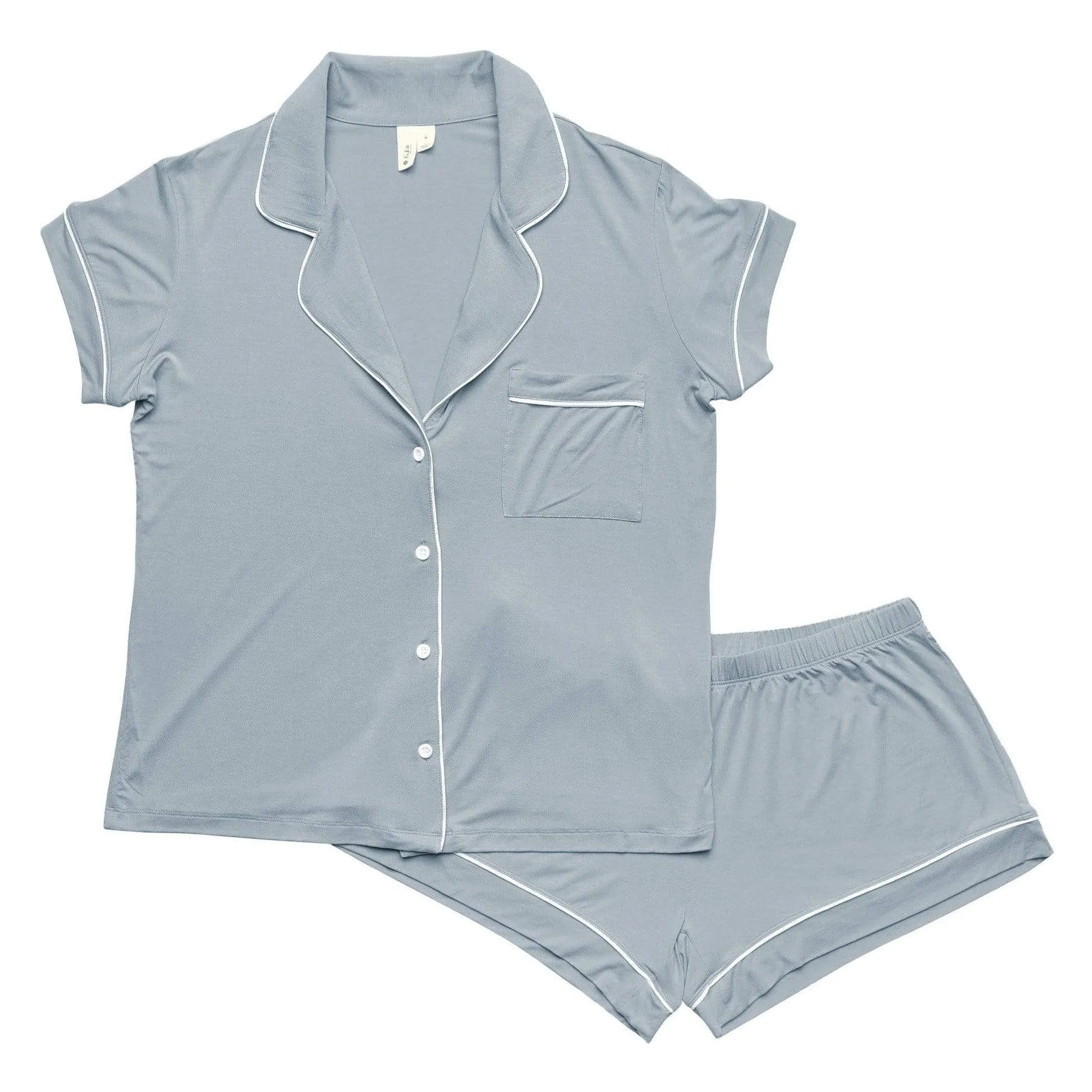 Women’s Short Sleeve Pajama Set in Fog with Cloud Trim