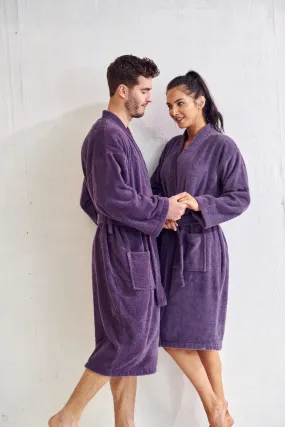 Women's Terry Cloth Cotton Turkish Bathrobe, Kimono Style, Comfort Soft & Fast Dry, (Purple)