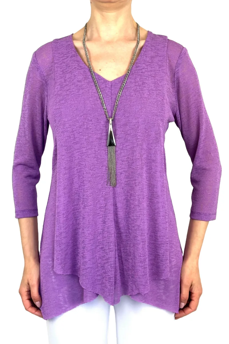 Women's Tunic Top Lilac Mauve Quality Stretch Fabric Comfort Easy care Fabric Flattering Comfort Fit Made In Canada Exclusive Yvonne Marie Boutiques