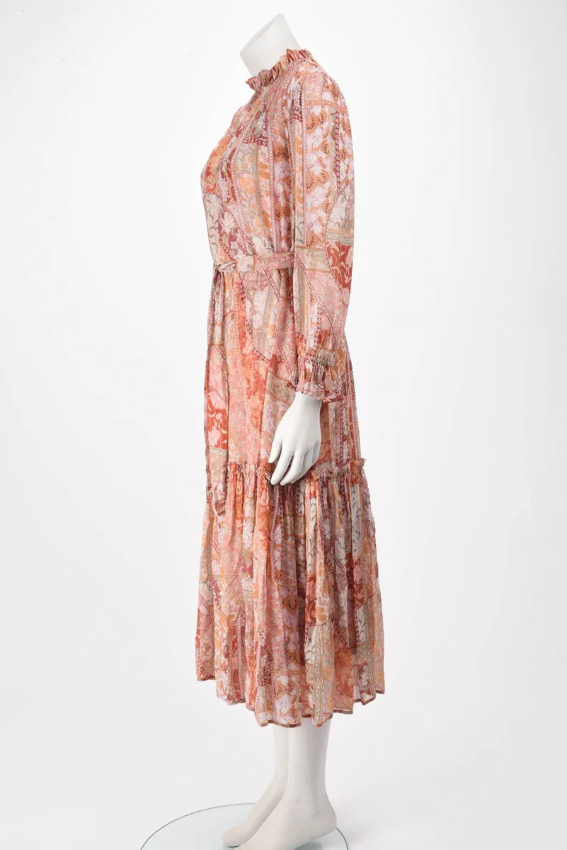 Zimmermann Red Floral Kaleidoscope Tubular Midi Dress 0