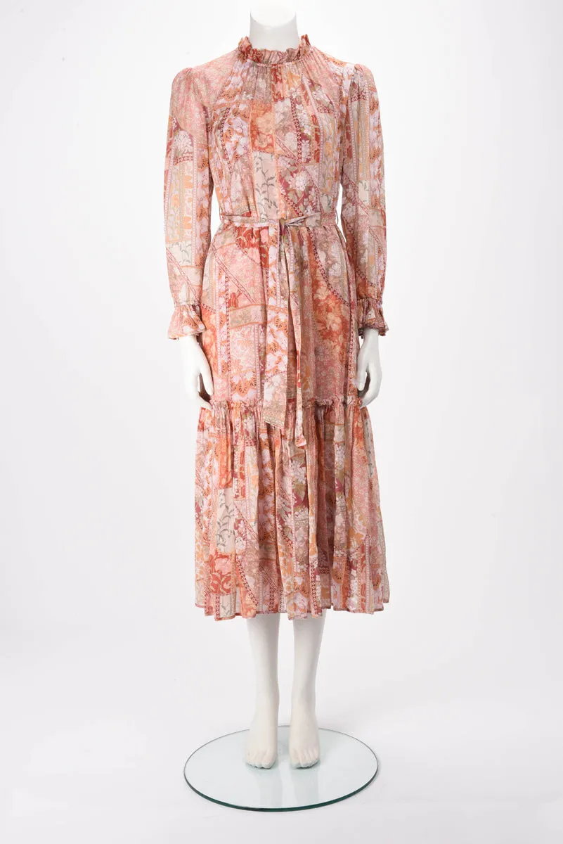 Zimmermann Red Floral Kaleidoscope Tubular Midi Dress 0